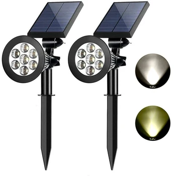 

4/7 LEDs Solar Powered Spotlight 2 Warm White Lights Solar Panel Outdoor Lighting Landscape Yard Garden Tree Separately Lamp D30