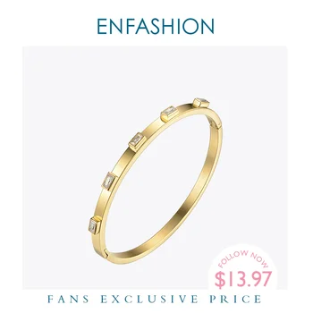 

Enfashion Zirconia Crystal Cuff Bracelet Manchette Gold color Stainless Steel Bangle Bracelet For Women Bracelets Bangles 172002