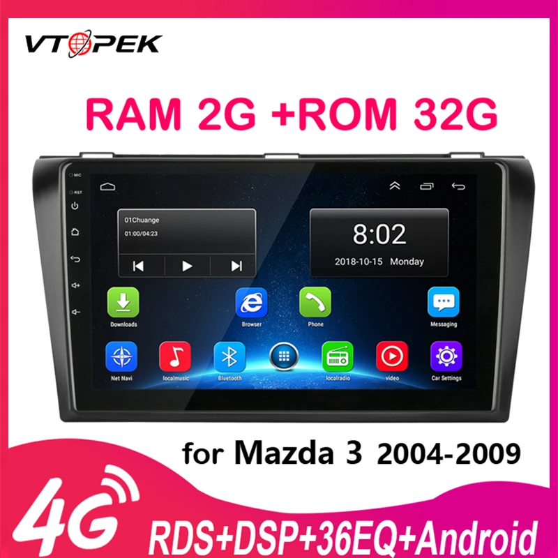 Vtopek Android автомагнитола gps навигация авто стерео для Mazda 3 2004-2009 Мультимедиа Видео плеер 2 din DSP 2G+ 3 2G сенсорный экран