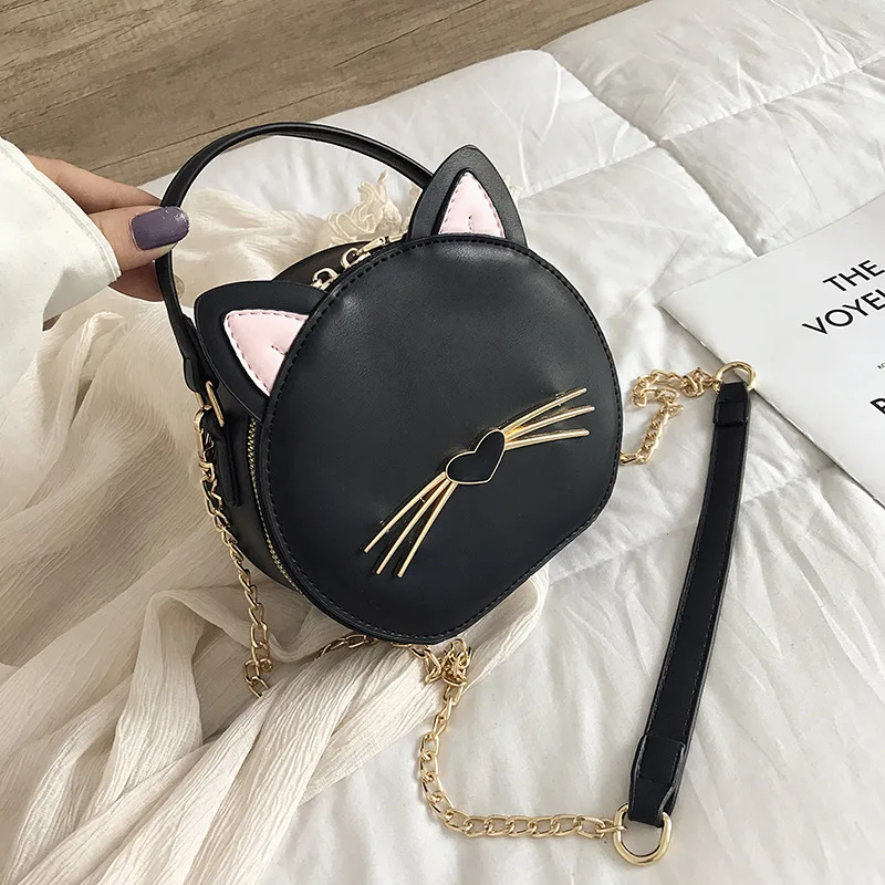 

2019 New Style Cute Cartoon Cat Small round Bag Fashion Shoulder WOMEN'S Bag