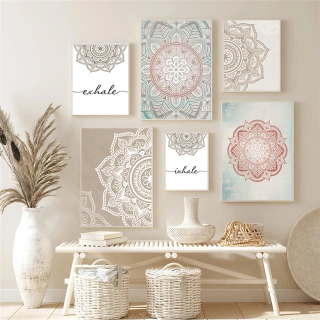 Bohemian Exhale Mandala Mindfulness Zen Wall Art Canvas Painting Poster and  Print Pictures Yoga Living Room