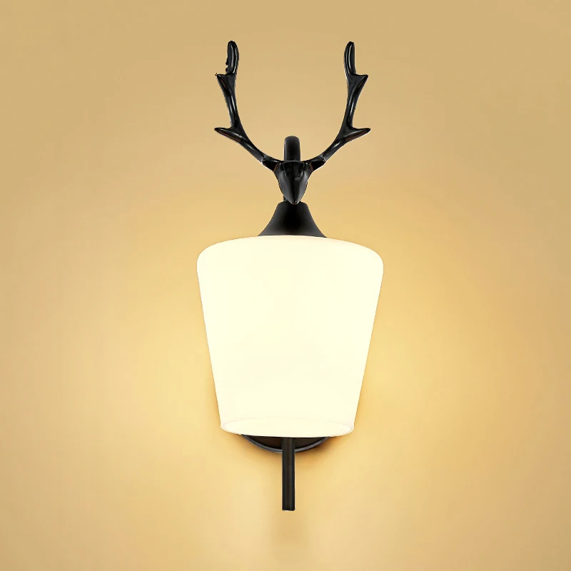 Modern Nordic Antler Wall Lamp Glass Retro Wall Light Bedroom Bedside Restaurant Aisle Corridor Indoor Wall light AC85-265V