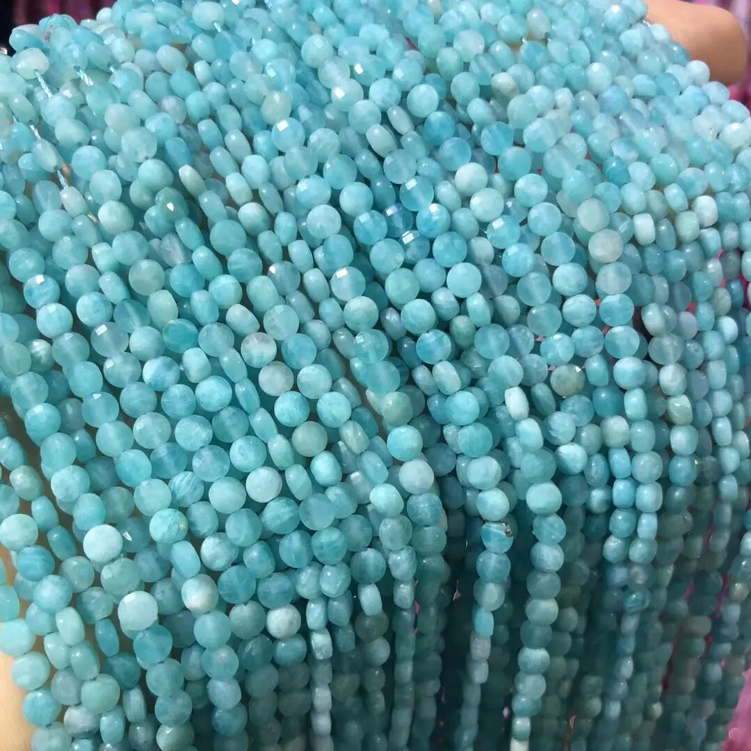 Natural Stone Small Faceted Beads 4mm Amazon Stones Loose Isolation for Making Necklace DIY Bracelet Jewelry Findings | Украшения и