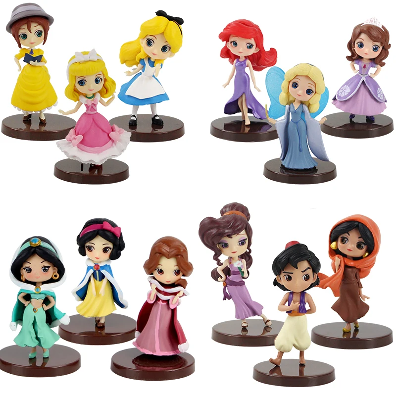7-8 см 3 шт./компл. QPosket Prince Mermaid Snow White Belle Beauty ПВХ Фигурки игрушки модели куклы |