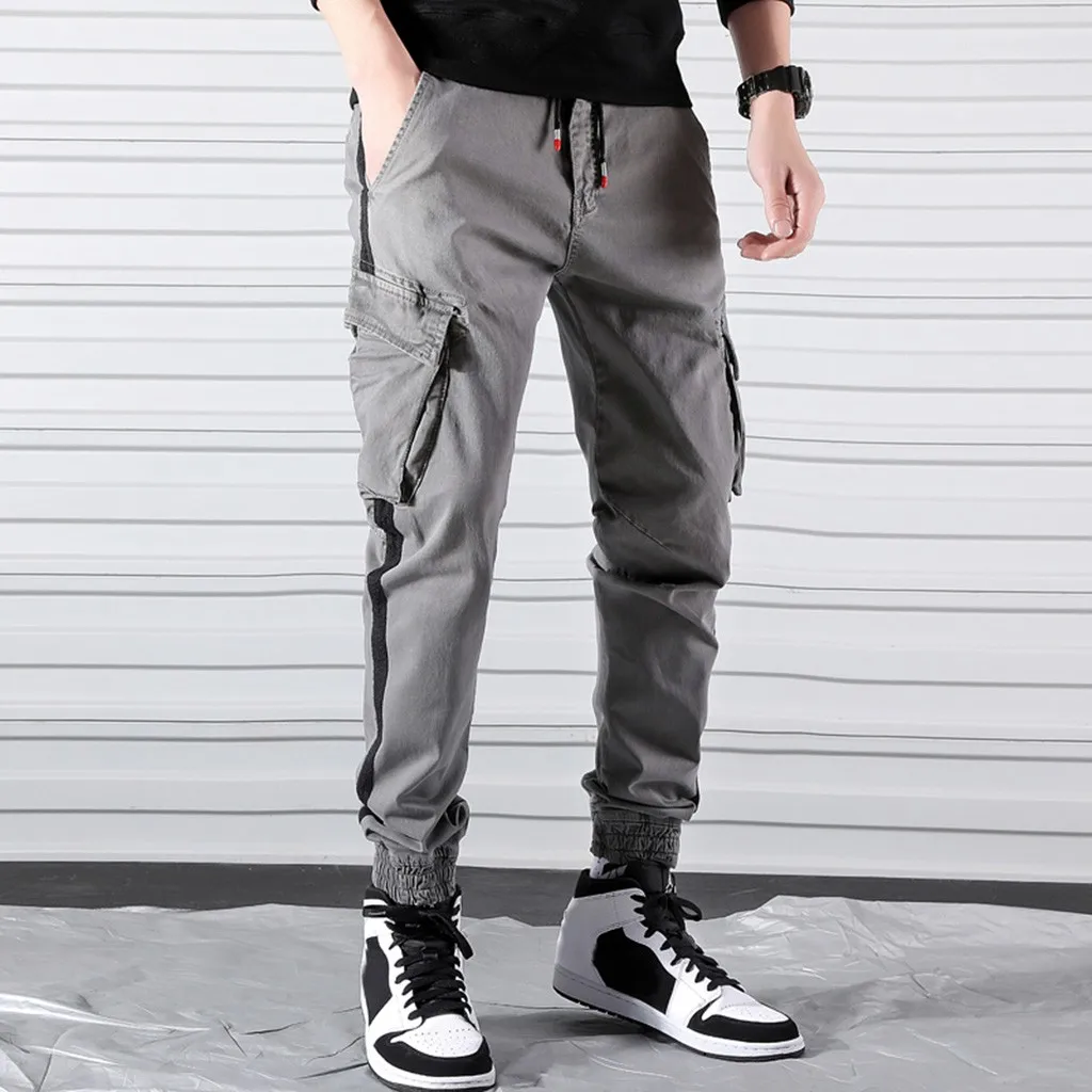 KANCOOLD Pants Straight High Street Men Pant Men's Casual Cotton Slim Fit Sport Long Pants Pocket Trousers Nov6