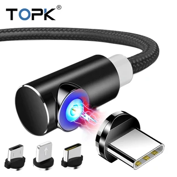 TOPK 1M 2M magnetyczny micro USB kabel dla iPhone Samsung Huawei rodzaj USB C magnetyczny przewód ładujący USB C kabel do telefonu