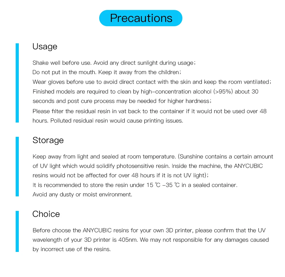 ANYCUBIC 405nm UV Resin For Photon LCD 3D Printer 500G/1000G