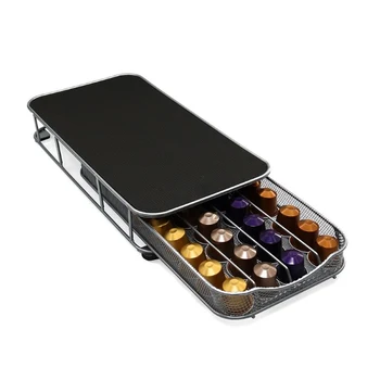 

Stainless Steel 40 Cups For Nespresso Coffee Capsule Storage Rack Coffee Machine Base Coffee Machine Holder Home Box Tower Stand