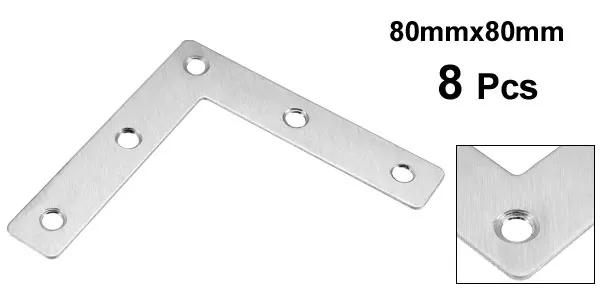 8pcs 80x80mm Silver Uxcell плоская пластина L угловые скобки ремонтный кронштейн - Цвет: 8pcs 80x80mm Silver