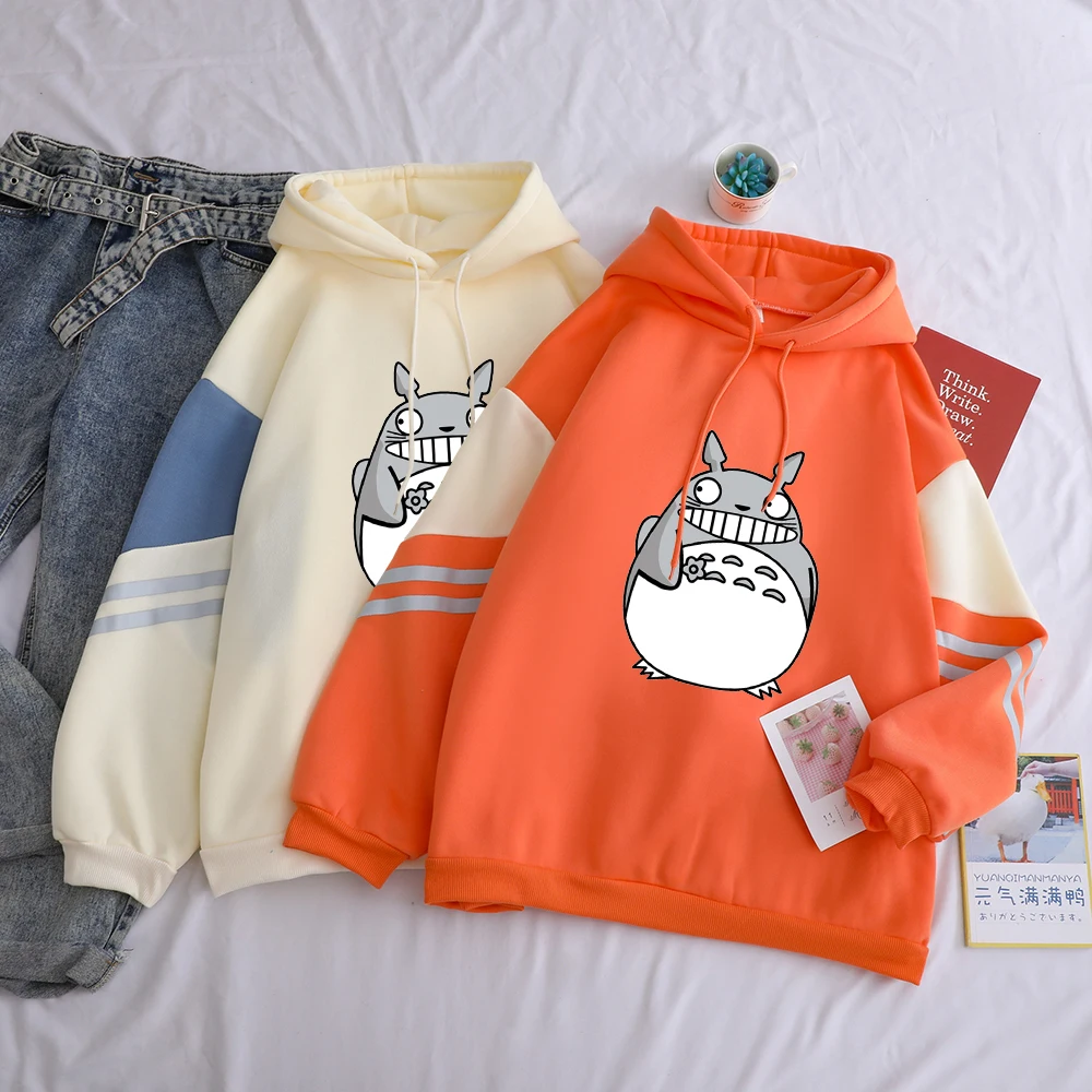 Модная Толстовка totoro с изображением животных, Женская толстовка с забавным принтом, толстовка в стиле хип-хоп, уличная одежда, зимний флисовый пуловер, топы