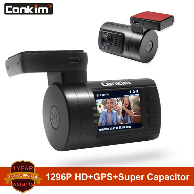 Conkim Ambarella A7 Dash Cam Mini 0806s Автомобильный видеорегистратор с gps 1296P 1080P Full HD супер