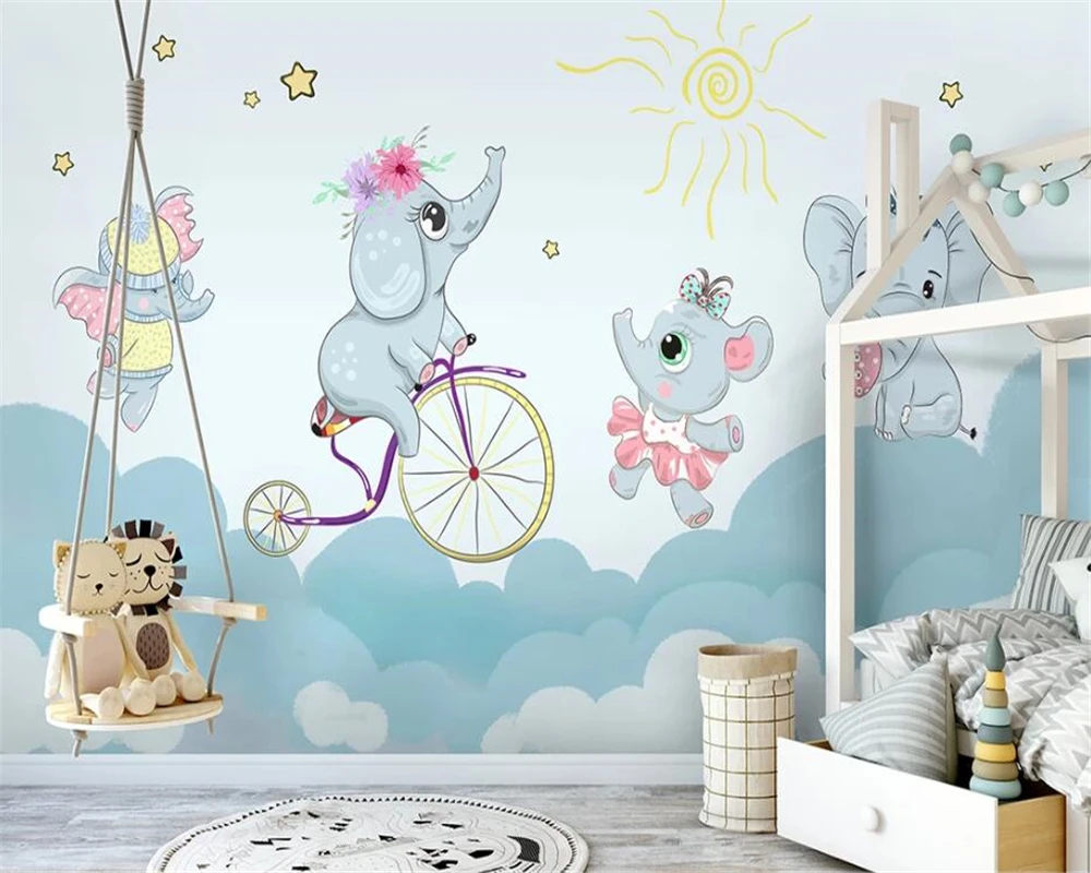 beibehang Customized modern fashion decorative painting children's indoor baby elephant three-dimensional wallpaper papier peint beibehang customized modern new wallpaper 3d three dimensional sphere european architectural space tv background papier peint