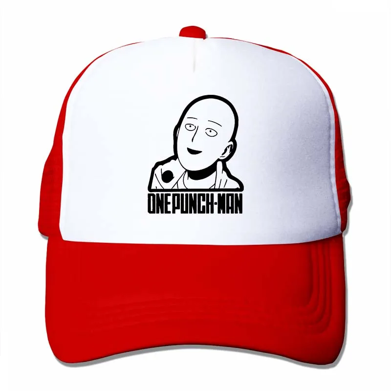 Аниме One Punch бейсбольная кепка для мужчин и женщин Кепка-Дальнобойщик модная Регулируемая Кепка - Цвет: 4-Red