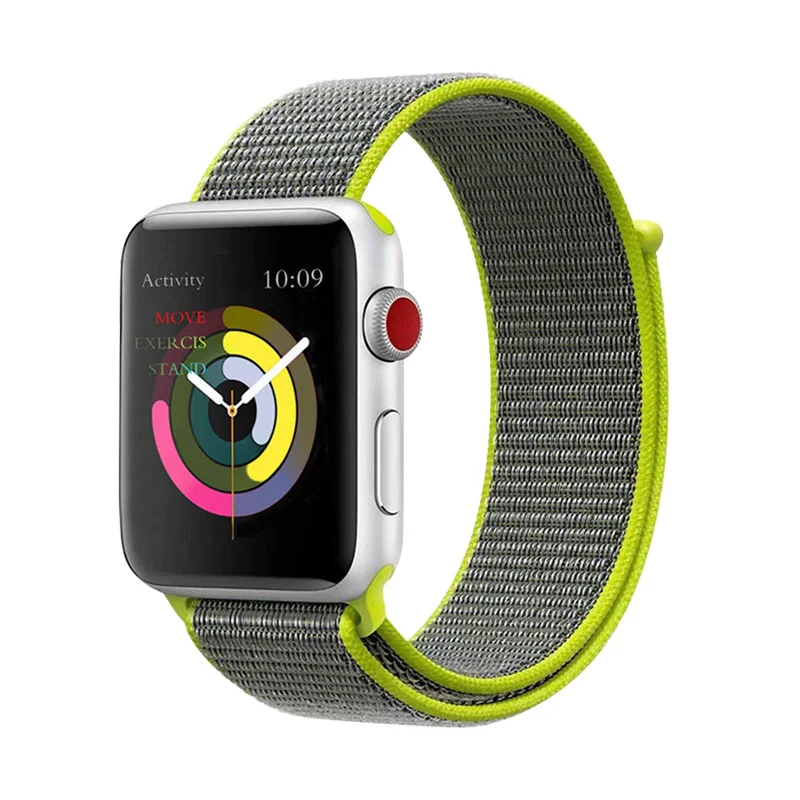 Flash yellow Тканые нейлоновые ремешки для Apple Watch Series 5 40 44 мм Pride Pulseira нейлоновый ремешок для часов 38 42 мм верблюжий браслет Аляска синий - Цвет ремешка: Flash yellow