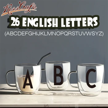 

Heat-resistant Double Wall Glass Cup Beer Coffee Cup Handmade Creative Beer Mug Tea Cup Whiskey Glass Cups Letter Drinkware
