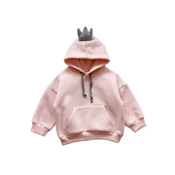 

Small and medium-sized children's three-dimensional love hooded girls sweater thickening plus velvet