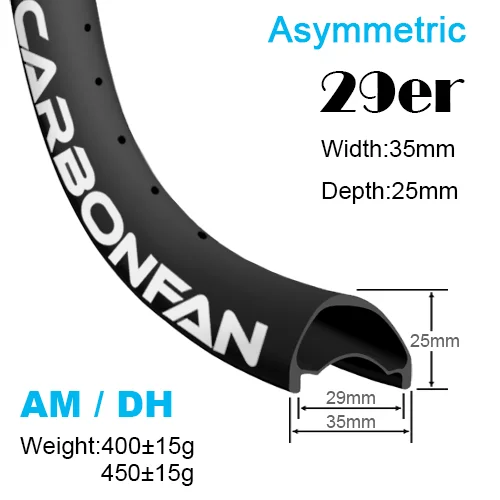 Carbonfan T800 Superlight 29er ширина: 35 мм Глубина: 25 ассиметричный карбоновый обод для