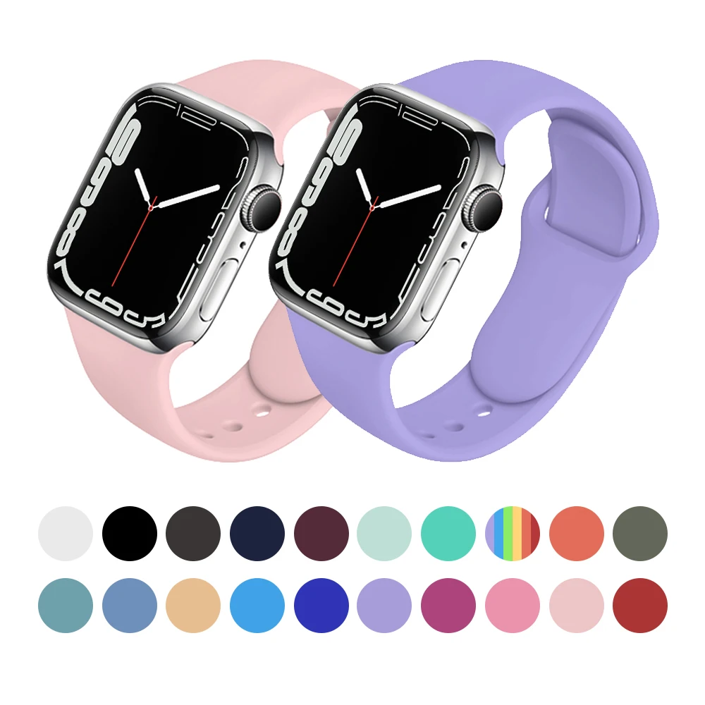 Силиконовый ремешок для Apple Watch band 7 41 мм 45 6 44 42 40 38 браслет смарт-часов iWatch Series SE 5 4 3