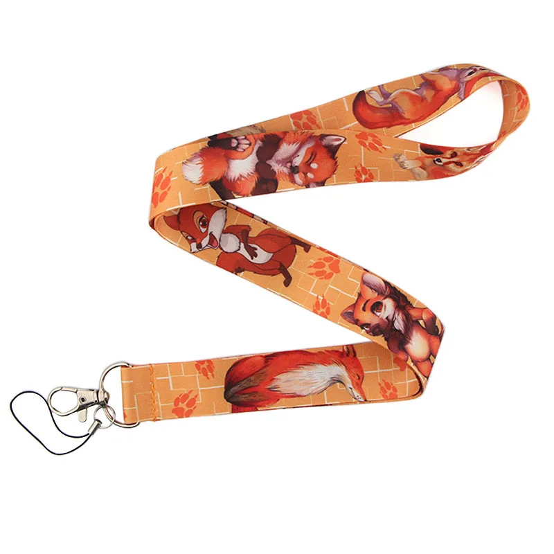 PC225 животное лиса Леопардовый брелок Lanyards держатель удостоверения личности ID карта Пропуск Тренажерный зал мобильный телефон USB бейдж держатель ключевой ремень