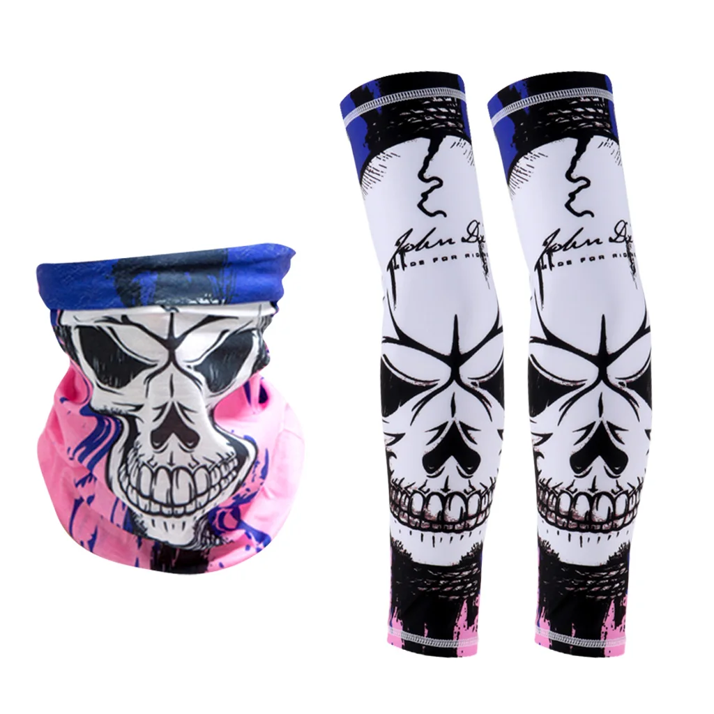 1 Pair Sun Protection Arm Sleeves Cooling Sleeves Arm Cover with Scarf for Bike Cycling/Hiking/Golf/Driving