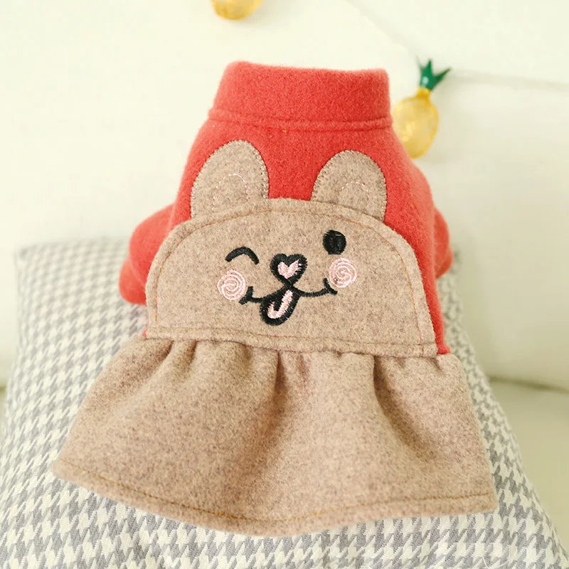 

Sweet Bear Girl Dress Cat Pink Winter Party XS XL Little Small Medium Pet Dog Apparel Skirt Clothing Yorkshire Chihuahua Animals