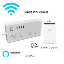 США Wifi Smart outlet мультирозеточный сетевой фильтр 4 Беспроводная розетка пульт дистанционного управления с 1,5 м линией 110 V-240 V