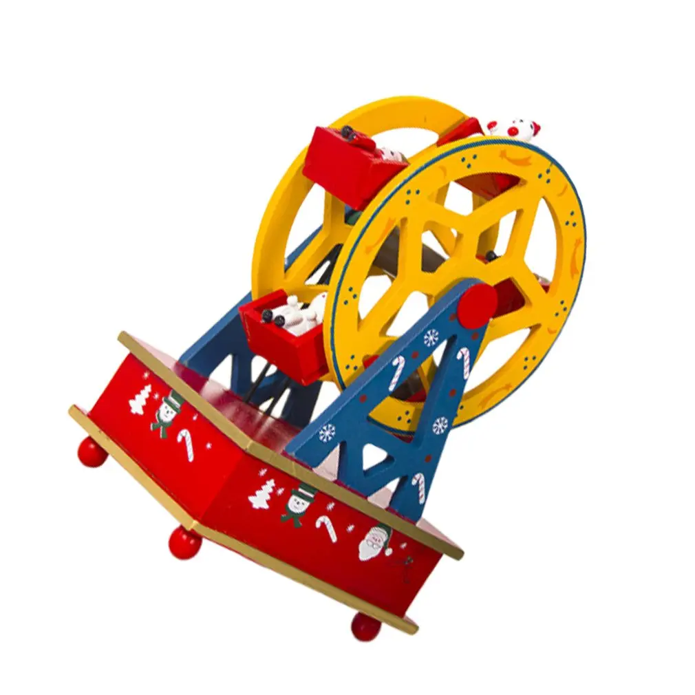 Рождественская новая деревянная окрашенная колесо обозрения Рождественская музыкальная шкатулка Рождественская Детская Подарочная музыкальная коробка украшение