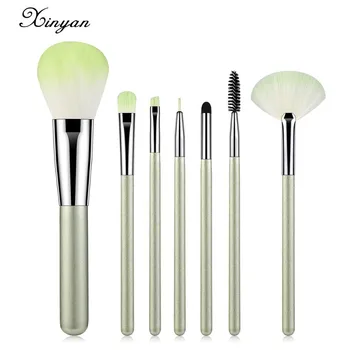 

XINYAN Fashion Makeup Brushes Set Eye Liner Green Soft Natural-Synthetic Make Up Brush Tools Kit Hair Beauty Brushes Kit 7pcs