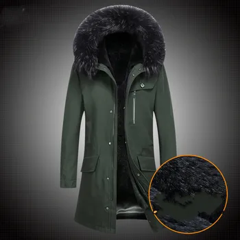 

Real Men Rabbit Liner Raccoon Collar Hooded Warm Natural Fur Parka Plus Size Winter Coat SP18D2631E YY713
