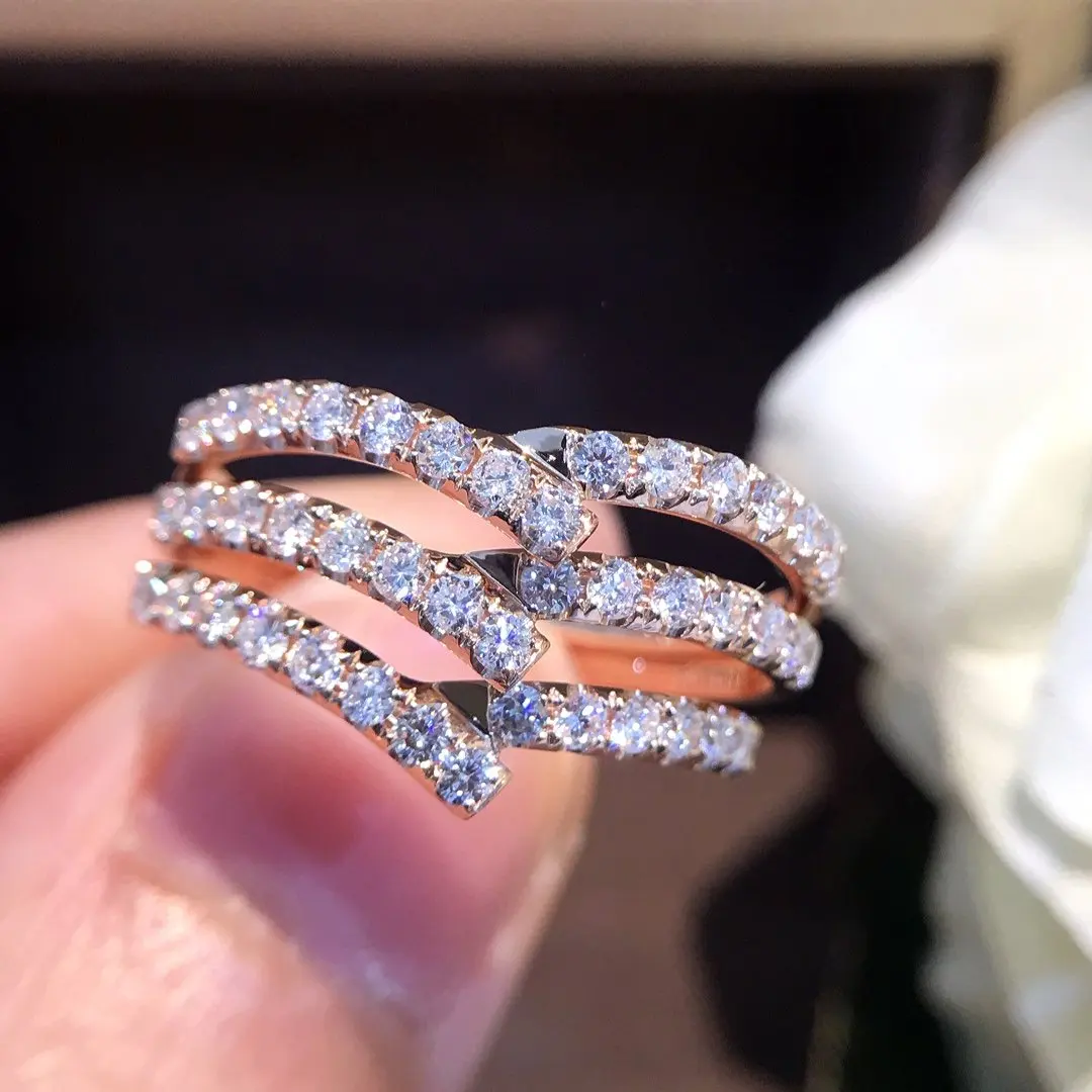 Кольцо с натуральным бриллиантом 18K золото чистое красивое кольцо драгоценными