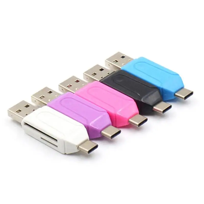 NEW Type-C & USB 2 In 1 OTG Card Reader High-speed USB2.0 Universal OTG TF/SD For Android Computer Extension Headers usb to iphone converter