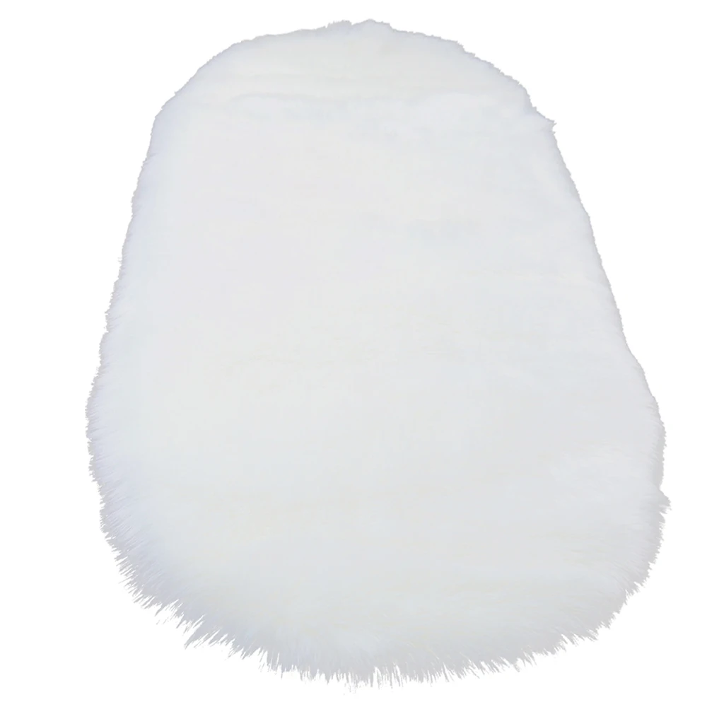 Oval White Ковры из овчины и искусственного меха для дома, спальни, детей, гостиной, стула, теплые, высокое качество, Нескользящие, белый, серый - Цвет: Oval White