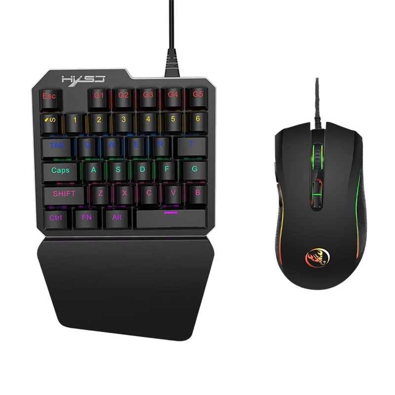 J100+A869 Keyboard Mouse Set 35 Keys Mini Usb Wired 3200Dpi 7 Buttons Led Optical Gaming Keyboard Mouse Combos For Desktop