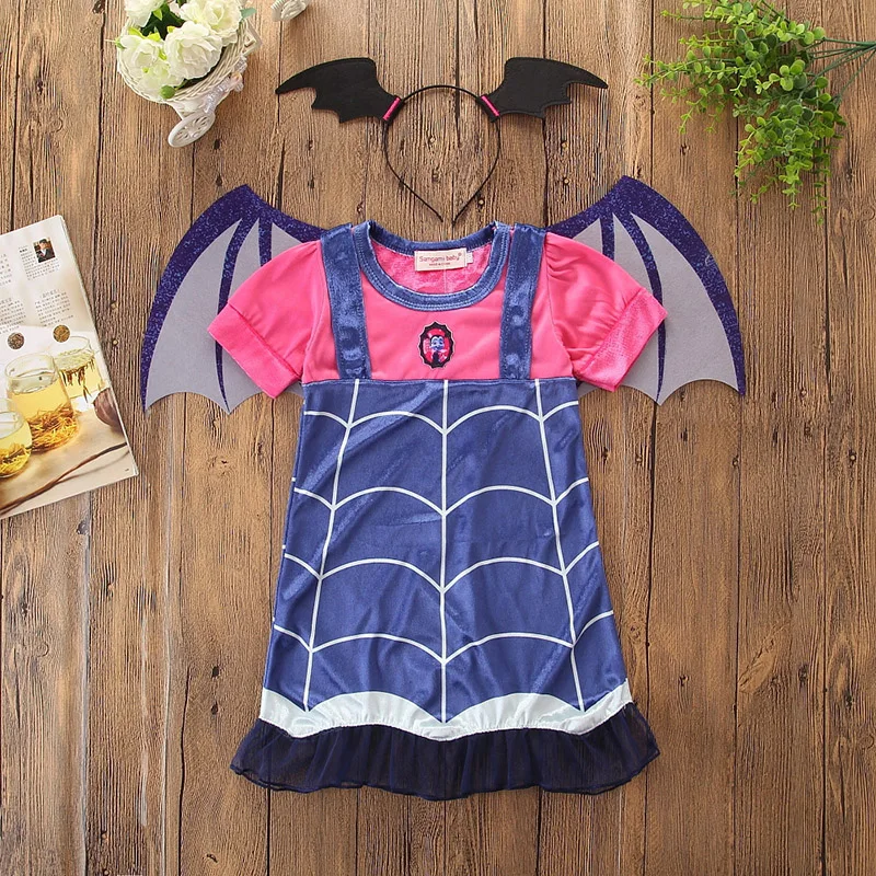 Vampirina Maleficent Costume Girl Dress Kids Halloween Clothes and Mask Accessories Children Birthday Carnival Party Clothing - Цвет: Dress