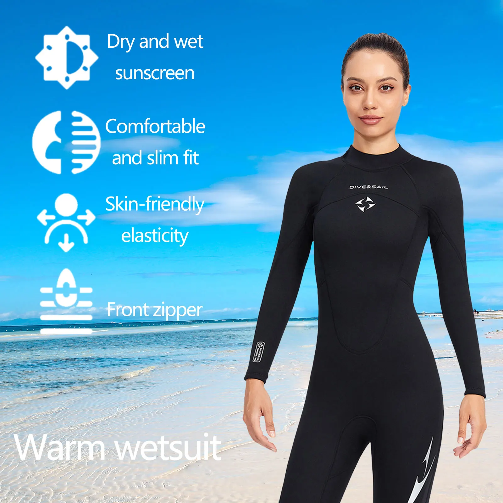 HISEA Wetsuit Men Neoprene Full Scuba Diving Suits Thermal Swimsuit Long Sleeve Back Zip for Water Sports