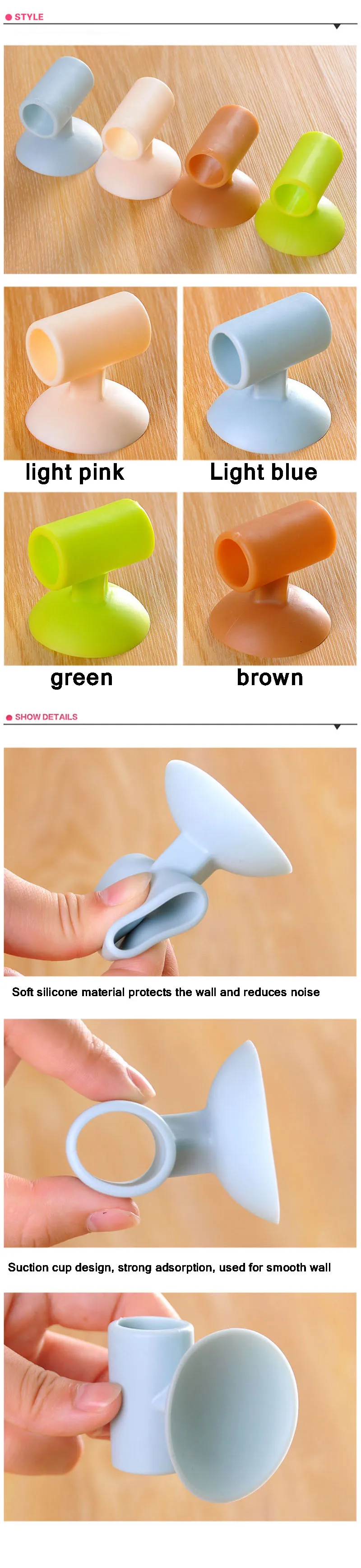 rubber home doorknob back wall protector Sucker type door rear wall protection pad mute doorknob Safety Cover Anti-collision