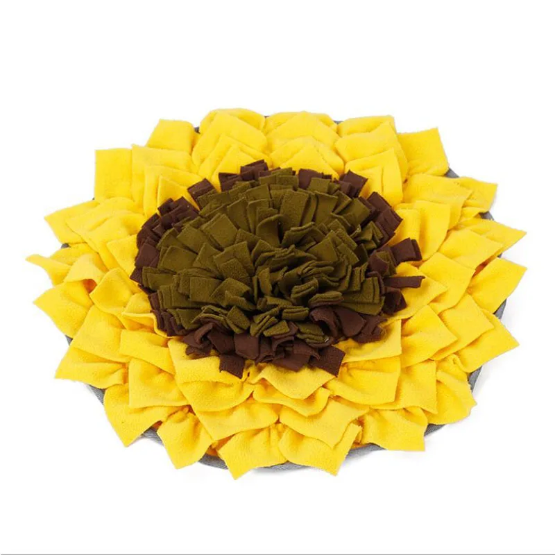 Yellow Интерактивные игрушки для собак Подсолнух круглый коврик для домашних животных моющийся Тренировочный Коврик для кормления многоцветная игрушка-головоломка для собак - Цвет: Yellow