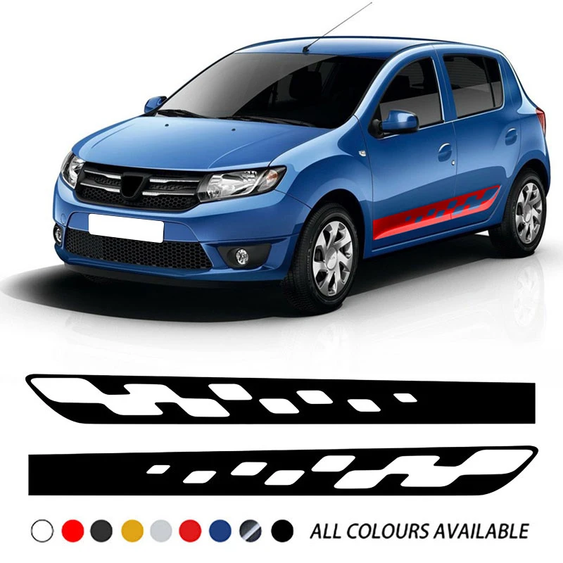 

Car Door Side Stripes Skirt Sticker Sport Racing Body Vinyl Decal For Renault Dacia Sandero 2 Stepway RS Accessories 2PCS