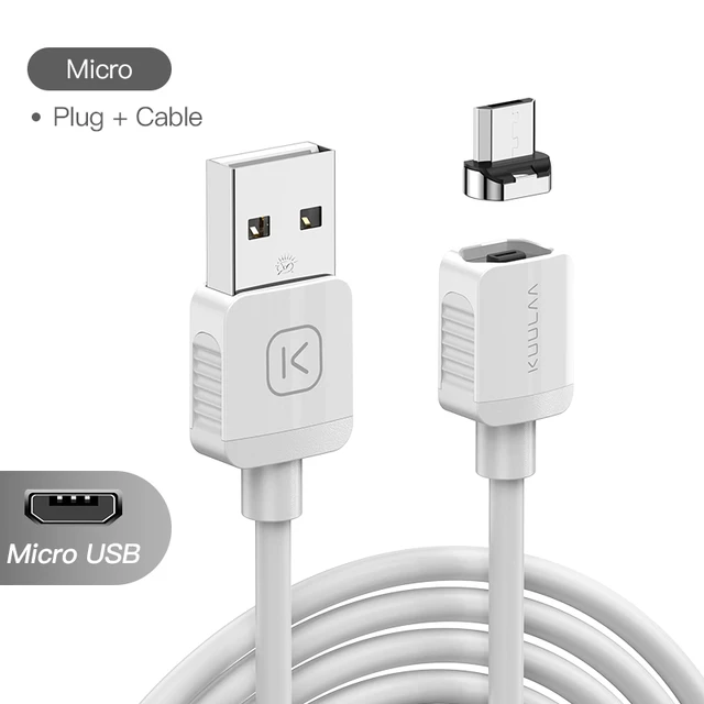 KUULAA Magnetic Cable USB Type C Cord Micro USB C Cable For iPhone Xiaomi Samsung Magnet Phone Charging Cord USBC Wire White For Micro