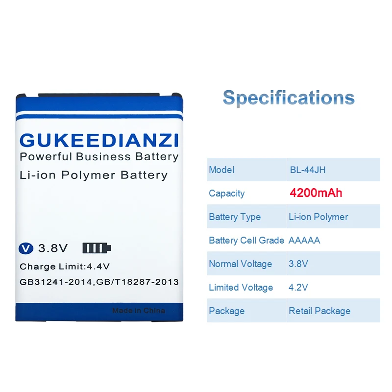 GUKEEDIANZI 4200 мА/ч, BL-44JH Замена Батарея для LG Optimus L7 P700 P750 p705 MS770 E440 E460 E455 Перезаряжаемые батареи