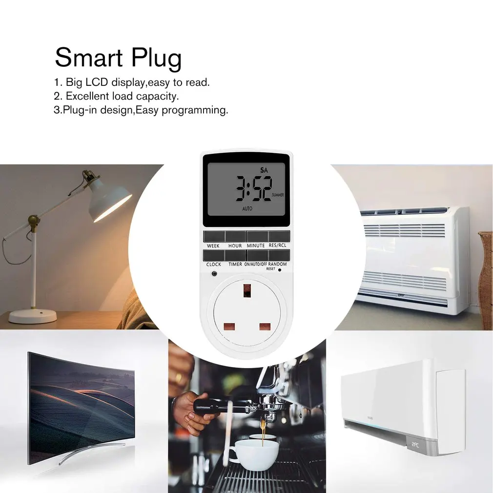 

New Large LCD Display Programmable Weekly Digital Smart Timer Switch Outlet Plug Timing Socket Countdown for Kitchen