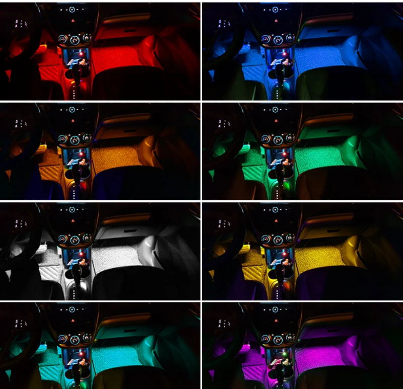 4 шт. Автомобильная RGB Светодиодная лента многоцветный Водонепроницаемый Автомобильный декоративный светильник для интерьера музыкальный Датчик управления Светодиодный светильник ing с пультом дистанционного управления