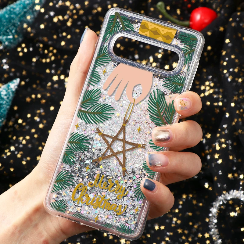 Блестящий песок чехол для samsung Galaxy Note 8 9 A50 S10 S9 S8 плюс A7 A9 A6 плюс A5 A7 Рождество год чехол в подарок