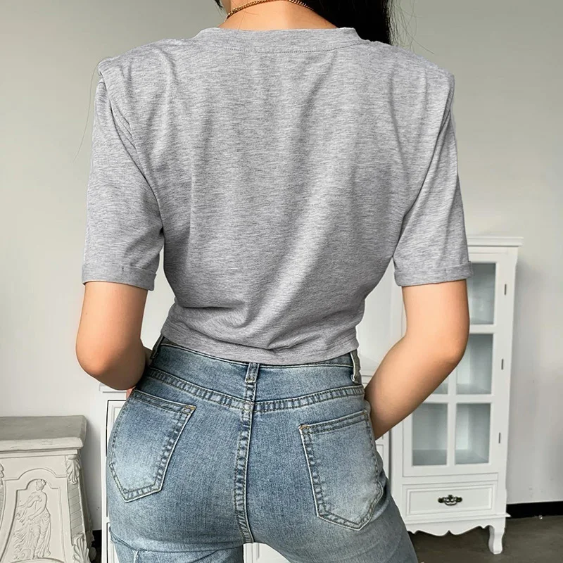 Женская хлопковая Футболка InstaHot повседневный Свободный Топ с коротким рукавом и