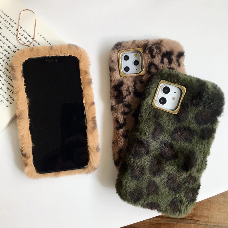 Пушистый Леопардовый плюшевый чехол для iPhone 11 Pro Max Чехол Мягкий Силиконовый противоударный чехол для iPhone X XR XS MAX 7 8 Plus 11 Pro Coque