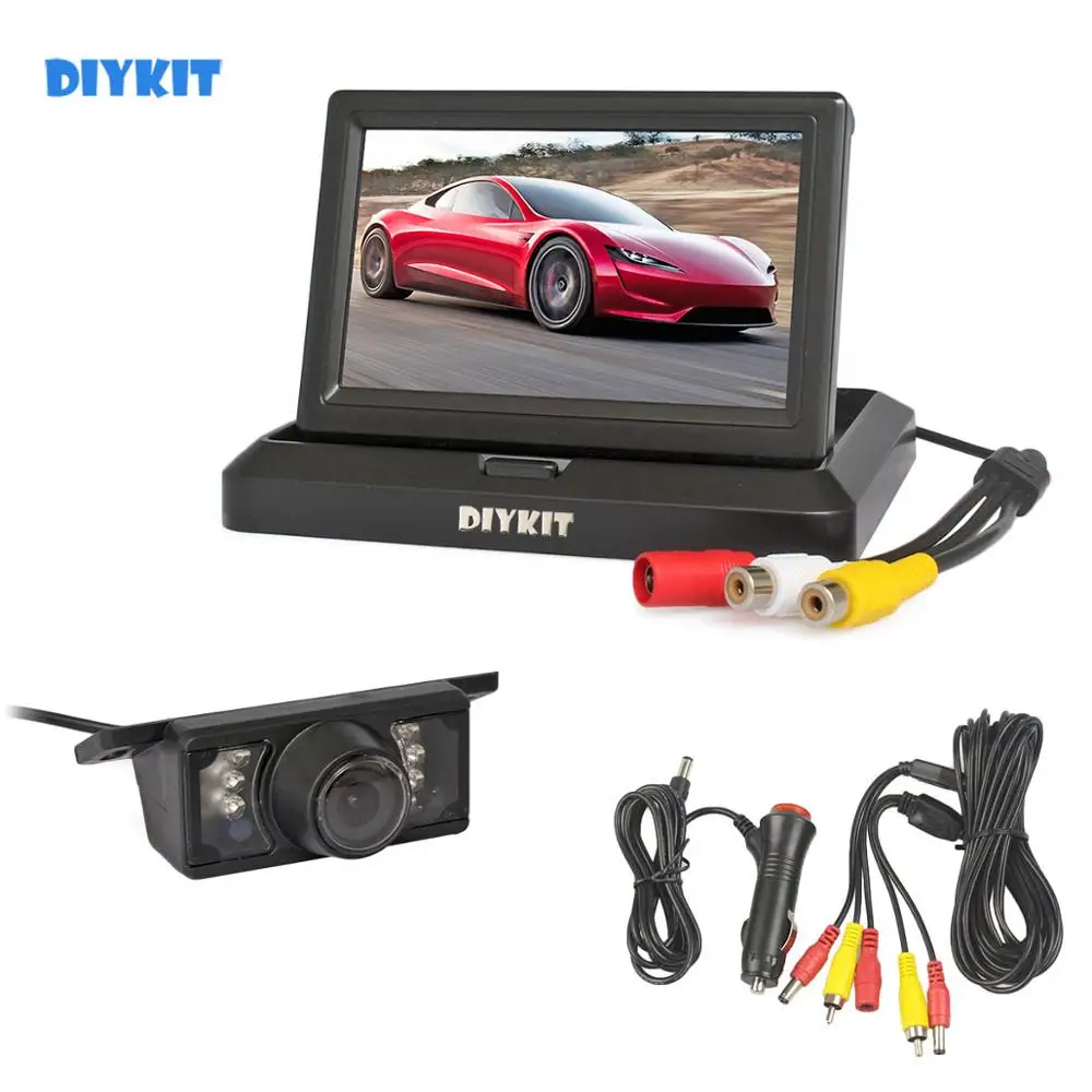 DIYKIT проводной 5 дюймов Foldabel монитор автомобиля Водонепроницаемый ИК Ночное видение резервного копирования Обратный Камера заднего вида