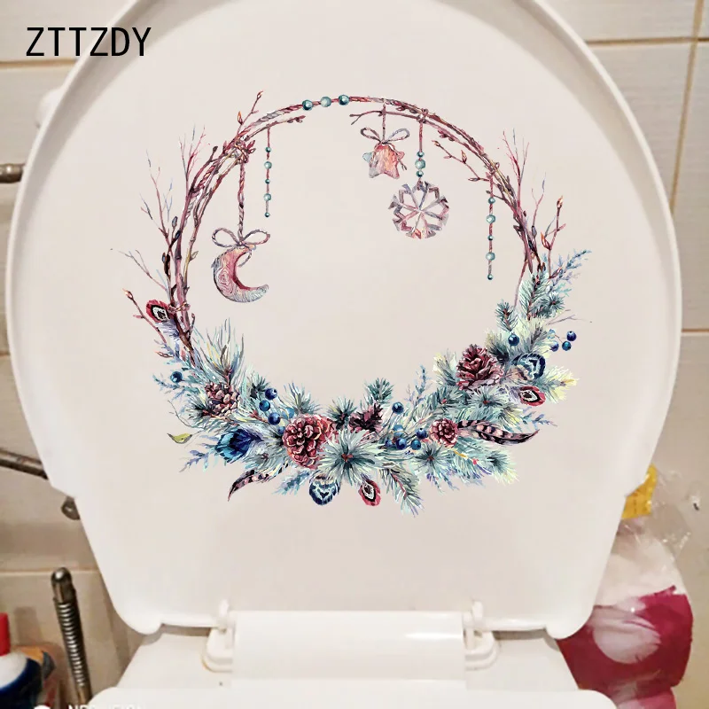 ZTTZDY 25 2 × 22 см ретро шить дерево кольцо ветка Туалет Стикеры для домашнего Спальня