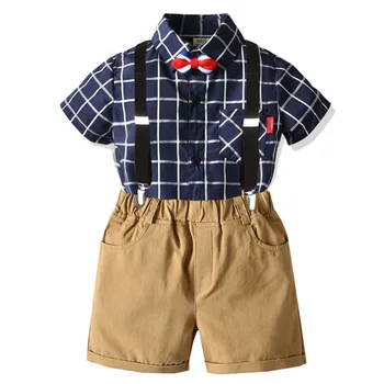 

Boys Clothes Summer Children Clothing Set Party Boys Suit Bow TieT-shirt+Shorts 3Pcs Outfits Gentleman Costume Kids Clothes Set