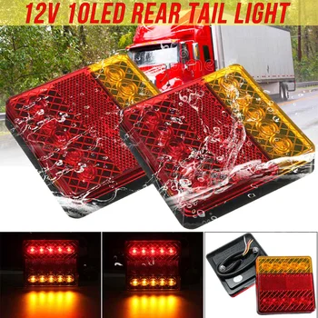 

2x 12V 10 LED Car Trailer Truck Tail Light Taillight Stop Rear Brake Light Indicator Signal Lamp Trailer Boat Van Caravans