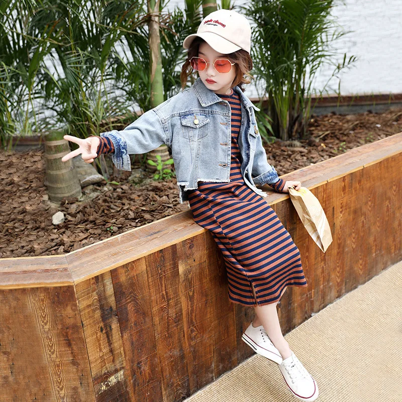 

Girls Autumn Clothing Set 2019 New Style Korean-style Fashionable CHILDREN'S Garment Western Style Coat Little Girl Fashion Two-